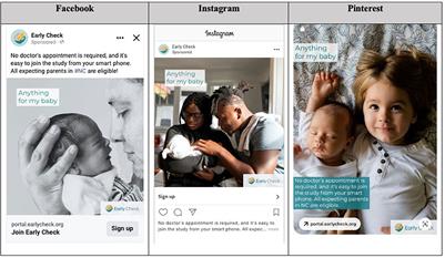 Using Facebook, Instagram, and Pinterest advertising campaigns to increase enrollment in newborn screening research